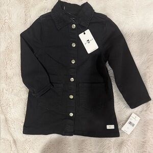 7 For All Mankind Toddler Girl Black Button Front Dress NWT 2T
